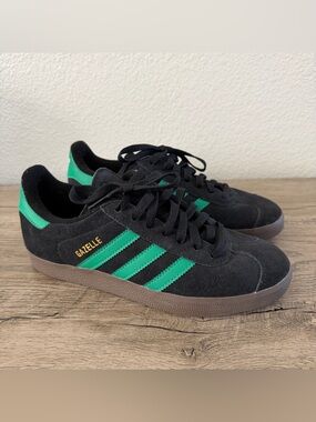 adidas Originals Gazelle Core Black Court Green JH5394 Men's Size 6